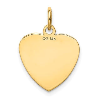 14k Yellow Gold Etched .027 Gauge Engravable Heart Disc Charm XM207/27