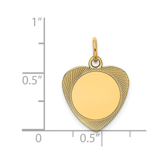 14k Yellow Gold Etched .027 Gauge Engravable Heart Disc Charm XM207/27