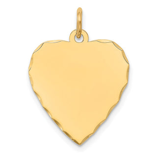 14k Yellow Gold Etched .027 Gauge Engravable Heart Disc Charm XM208/27