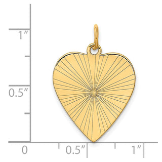 14k Yellow Gold Etched .018 Gauge Engravable Heart Disc Charm XM209/18