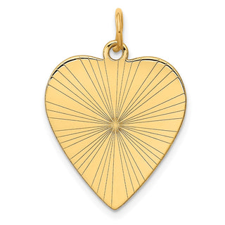 14k Yellow Gold Etched .018 Gauge Engravable Heart Disc Charm XM209/18