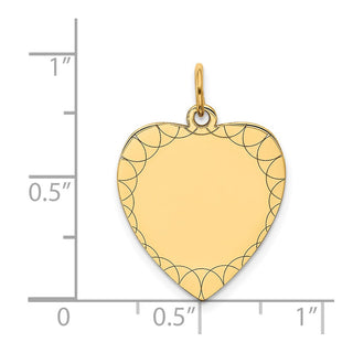 14k Yellow Gold Etched .018 Gauge Engravable Heart Disc Charm XM210/18