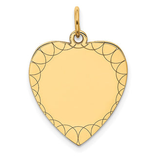14k Yellow Gold Etched .018 Gauge Engravable Heart Disc Charm XM210/18