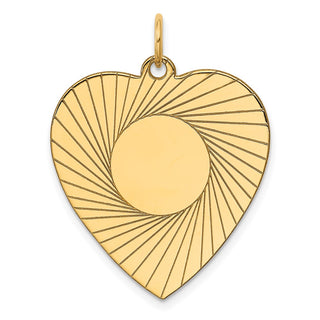14k Yellow Gold Etched .018 Gauge Engravable Heart Disc Charm XM213/18