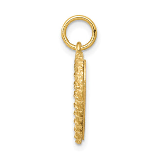 14k Yellow Gold Polished .013 Gauge Engravable Heart w/Rope Disc Charm XM219/13