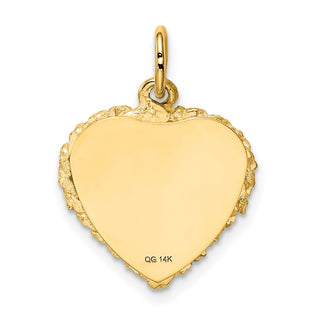 14k Yellow Gold Polished .013 Gauge Engravable Heart w/Rope Disc Charm XM219/13