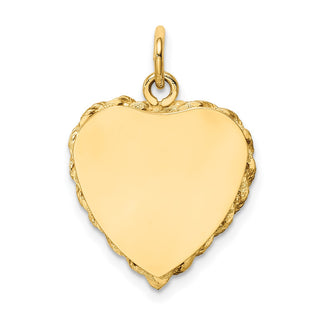 14k Yellow Gold Polished .013 Gauge Engravable Heart w/Rope Disc Charm XM220/13