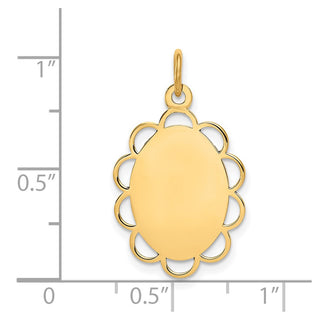 14k Yellow Gold Plain .013 Gauge Engravable Flower Disc Charm XM247/13