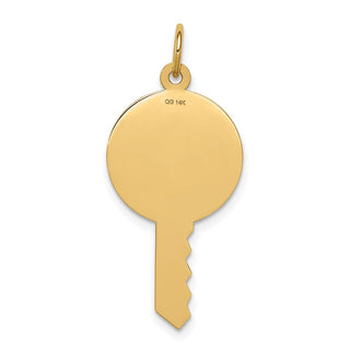 14k Yellow Gold Plain .011 Gauge Engravable Key Charm