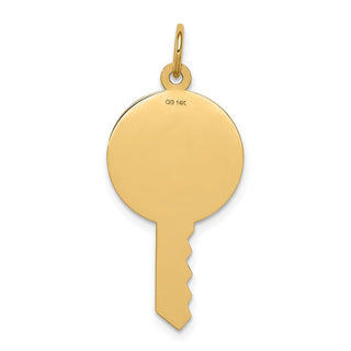 14k Yellow Gold Plain .011 Gauge Engravable Key Charm