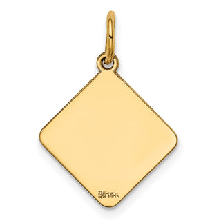 14k Yellow Gold Plain .018 Gauge Kite-Shaped Engravable Disc Charm