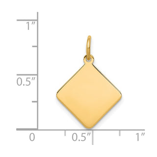 14k Yellow Gold Plain .018 Gauge Kite-Shaped Engravable Disc Charm