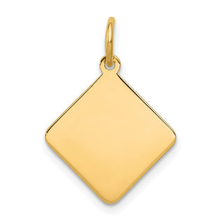 14k Yellow Gold Plain .018 Gauge Kite-Shaped Engravable Disc Charm
