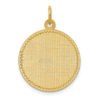 26mm x 19mm 14k Yellow Gold Patterned .013 Gauge Circular Engravable Disc Charm