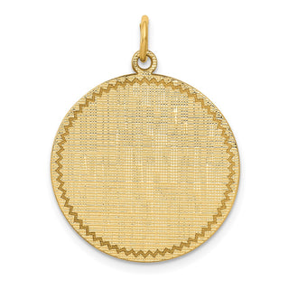 14k Yellow Gold Patterned .018 Gauge Circular Engravable Disc Charm