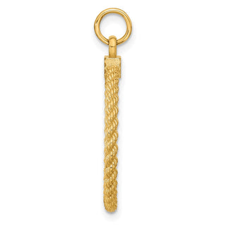 32mm x 21mm 14k Yellow Gold Patterned .013 Gauge Engravable Satin Back Rope Disc