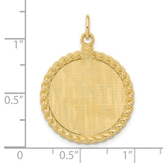 32mm x 21mm 14k Yellow Gold Patterned .013 Gauge Engravable Satin Back Rope Disc
