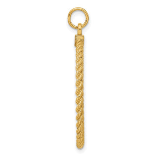 39mm x 28mm 14k Yellow Gold Patterned .013 Gauge Engravable Satin Back Rope Disc