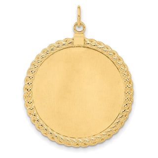 39mm x 28mm 14k Yellow Gold Patterned .013 Gauge Engravable Satin Back Rope Disc
