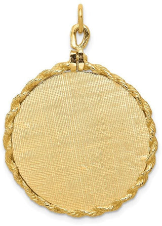 39mm x 28mm 14k Yellow Gold Patterned .013 Gauge Engravable Satin Back Rope Disc