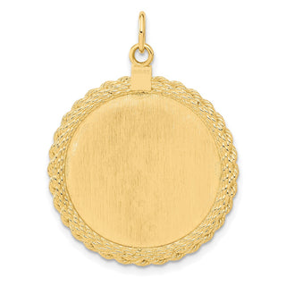 36mm x 26mm 14k Yellow Gold Patterned .013 Gauge Engravable Satin Back Rope Disc