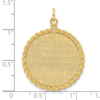 36mm x 26mm 14k Yellow Gold Patterned .013 Gauge Engravable Satin Back Rope Disc