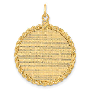 36mm x 26mm 14k Yellow Gold Patterned .013 Gauge Engravable Satin Back Rope Disc