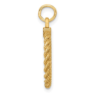 27mm x 17mm 14k Yellow Gold Plain .013 Gauge Round Engravable Disc w/ Rope Charm