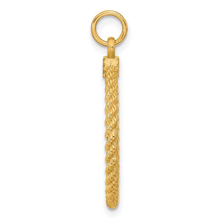 32mm x 21mm 14k Yellow Gold Plain .013 Gauge Round Engravable Disc w/ Rope Charm