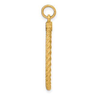 36mm x 26mm 14k Yellow Gold Plain .013 Gauge Round Engravable Disc w/ Rope Charm