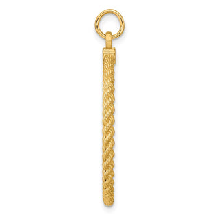 39mm x 28mm 14k Yellow Gold Plain .013 Gauge Round Engravable Disc w/ Rope Charm