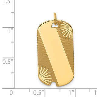 14k Yellow Gold Patterned .018 Gauge Engravable Dog Tag Disc Charm XM301/18