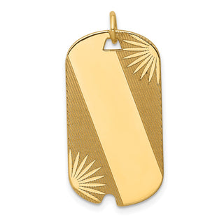 14k Yellow Gold Patterned .018 Gauge Engravable Dog Tag Disc Charm XM301/18