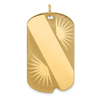 14k Yellow Gold Patterned .018 Gauge Engravable Dog Tag Disc Charm XM302/18