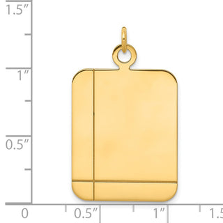 14k Yellow Gold Plain Rectangular .018 Gauge Engravable Disc Charm XM321/18
