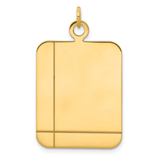 14k Yellow Gold Plain Rectangular .035 Gauge Engravable Disc Charm XM321/35