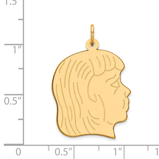 14k Yellow Gold .011 Depth Engravable Girl Head Charm XM331/11