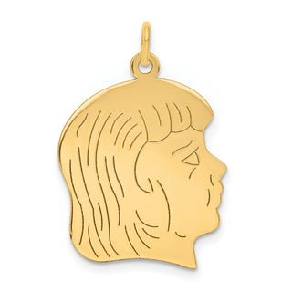 14k Yellow Gold .011 Depth Engravable Girl Head Charm XM331/11