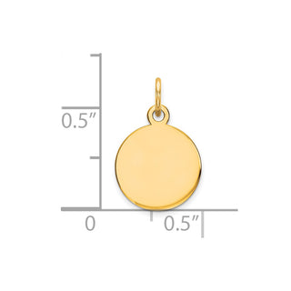 18mm x 11mm 14k Yellow Gold Round Disc Charm 13