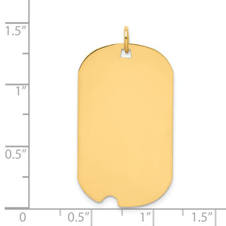 14k Yellow Gold Plain .018 Gauge Engravable Dog Tag w/Notch Disc Charm XM563/18