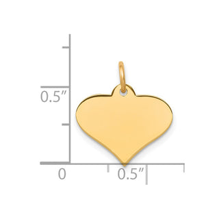 14k Yellow Gold Plain .011 Gauge Engravable Heart Disc Charm XM566/11