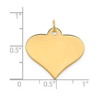 14k Yellow Gold Plain .013 Gauge Engravable Heart Disc Charm XM571/13