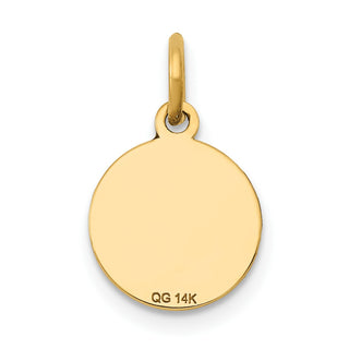 14k Yellow Gold w/Enamel .027 Gauge Circular Engravable Disc Charm XM606