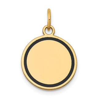 14k Yellow Gold w/Enamel .027 Gauge Circular Engravable Disc Charm XM609