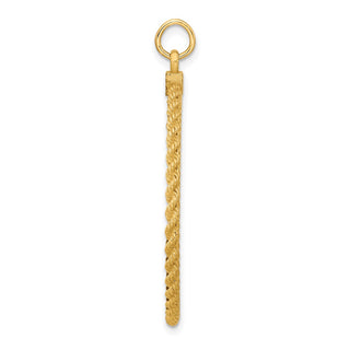 44.24mm x 34.92mm 14k Yellow Gold .013 Gauge Round Engravable Disc w/ Rope Charm