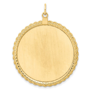 44.24mm x 34.92mm 14k Yellow Gold .013 Gauge Round Engravable Disc w/ Rope Charm
