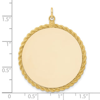 44.24mm x 34.92mm 14k Yellow Gold .013 Gauge Round Engravable Disc w/ Rope Charm