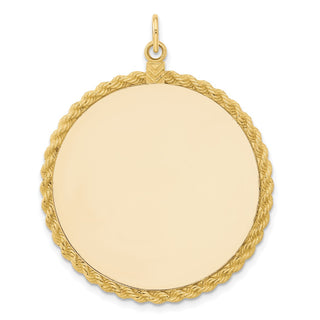 44.24mm x 34.92mm 14k Yellow Gold .013 Gauge Round Engravable Disc w/ Rope Charm