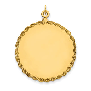44.24mm x 34.92mm 14k Yellow Gold .013 Gauge Round Engravable Disc w/ Rope Charm