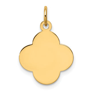 14k Yellow Gold Plain .018 Gauge Engravable Quatrefoil Disc Charm XM620/18